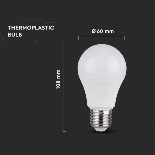 V-TAC VT-210-N E27 Witte LED Lampen - GLS - Samsung - IP20 - 8.5W - 806 Lumen - 3000K - 5 Jaar