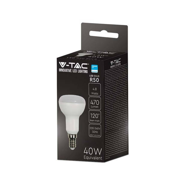 V-TAC VT-250-N LED Reflectorlampen - Samsung - IP20 - Wit - 4.8W - 470 Lumen - 4000K - 5 Jaar
