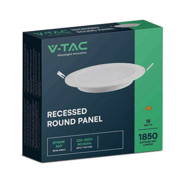 V-TAC VT-61018-RD Witte LED Minipanelen - Verlicht - Serie voor inbouw - IP20 - 18W - 1980 Lumen - 6500K