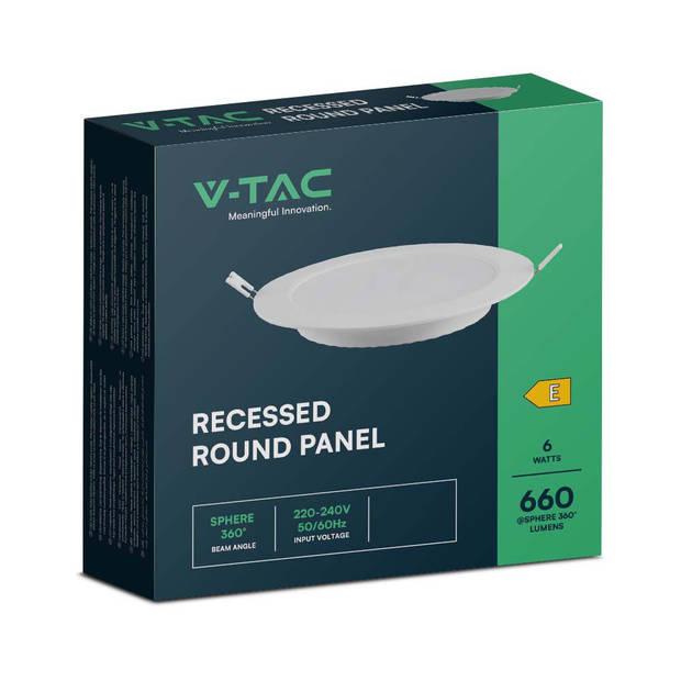 V-TAC VT-61006-RD Wit LED Minipaneel - Verlicht - Serie voor inbouw - IP20 - 6W - 660 Lumen - 3000K