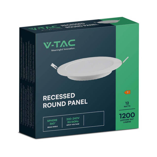V-TAC VT-61012-RD Witte LED Minipanelen - Verlicht - Serie voor inbouw - IP20 - 12W - 1200 Lumen - 6500K