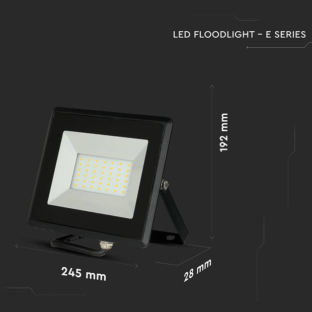 V-TAC VT-4051B LED Schijnwerpers - Zwart - E-serie - IP65 - 50W - 4250 Lumen - 4000K