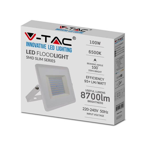 V-TAC VT-40101W-N Witte LED Schijnwerpers - E-serie - IP65 -100W - 8700 Lumen - 6500K