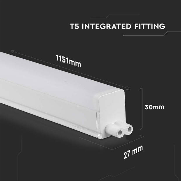 V-TAC VT-125-N Witte LED TL-armaturen - Geïntegreerd - T5 - Samsung - IP20 - 16W - 1600 Lumen - 3000K - 5 Jaar