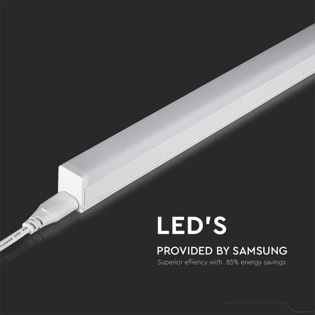 V-TAC VT-125-N Witte LED TL-armaturen - Geïntegreerd - T5 - Samsung - IP20 - 16W - 1600 Lumen - 6500K - 5 Jaar