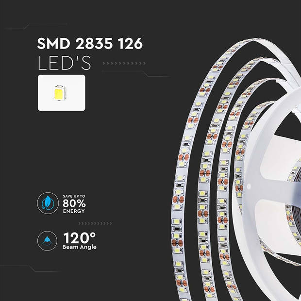 V-TAC VT-2835 126-IP20-N LED Striplights - 2835 - 126 - IP20 - 3000K - 5m Rol