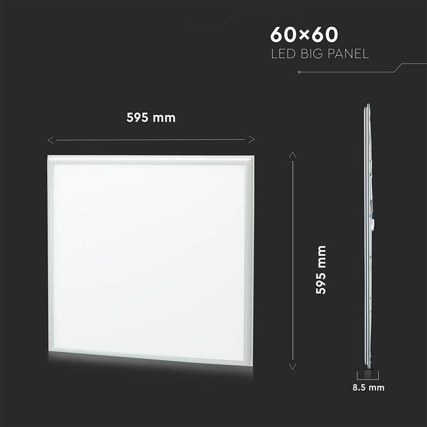 V-TAC VT-6237-1 Witte LED panelen - 60x60 - panelen - 36W - 3820 Lumen - 4000K 6 stuks/verpakking