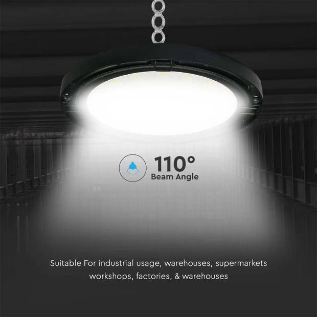 V-TAC VT-92100 Zwarte LED Highbays - UFO serie - 110° - IP65 - 100W- 10200 Lumen - 6500K