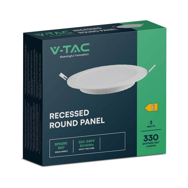 V-TAC VT-61003-RD Witte LED Minipanelen - Verlicht - Serie voor inbouw - IP20 - 3W - 330 Lumen - 4000K