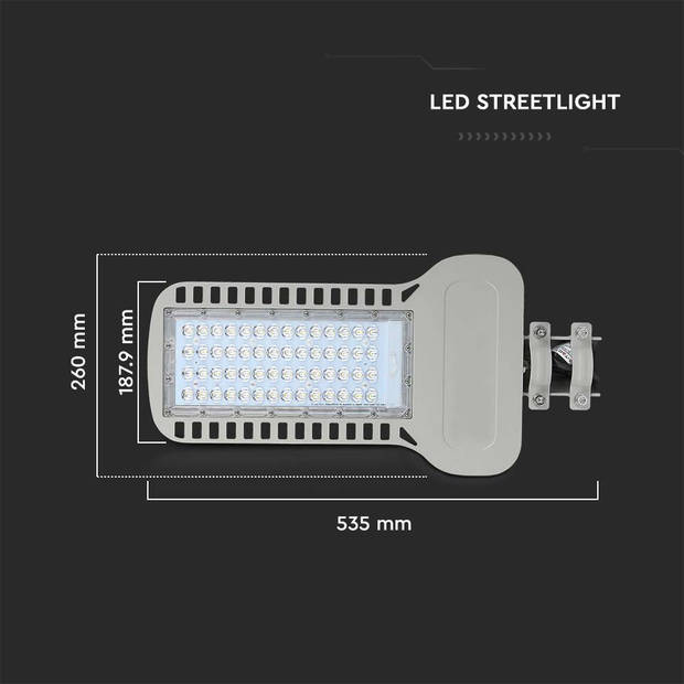 V-TAC VT-104ST-N LED Slim Straatverlichting - Grijs - Samsung - IP65 - 100W - 13500 Lumen - 6500K - 5 Jaar