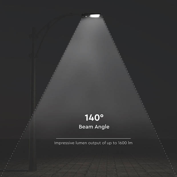 V-TAC VT-ST15 Zwarte straatlantaarns op zonne-energie - IP65 - 15W - 1600 Lumen - 6000K