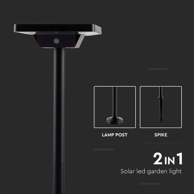 V-TAC VT-4102 Zwarte Solarlampen - 2IN1 - Tuin - Spike - Licht - IP65 - 220 Lumen - 3IN1