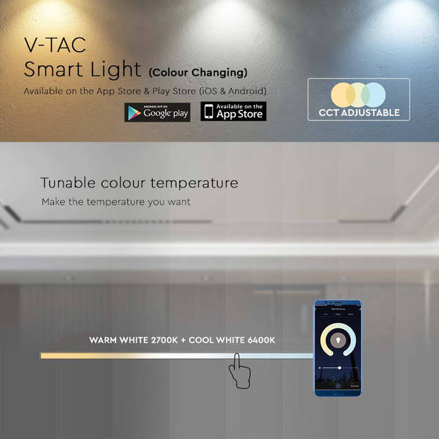 V-TAC VT-3614 Slimme magnetische tracklights - Hanger - Zwart - IP20 - 14W - 1300 Lumen - 3IN1