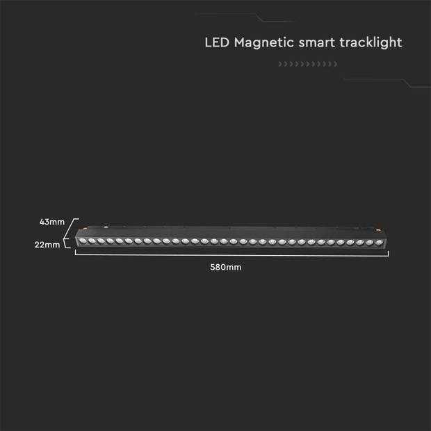 V-TAC VT-3621 Slimme magnetische tracklights - Pendel - Zwart - IP20 - 20W - 2000 Lumen - 3IN1