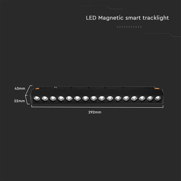 V-TAC VT-3614 Slimme magnetische tracklights - Hanger - Zwart - IP20 - 14W - 1300 Lumen - 3IN1