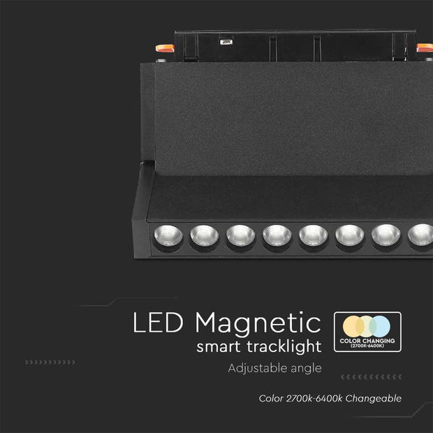 V-TAC VT-3618 Slimme magnetische tracklights - Lineair - Zwart - IP20 - 18W - 1500 Lumen - 3IN1