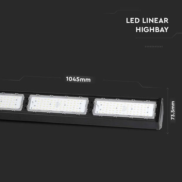 V-TAC VT-9-202-N Lineaire LED Highbays - Lowbays - Zwart - Samsung - IP54 - 200W - 19500 Lumen - 4000K - 5 Jaar