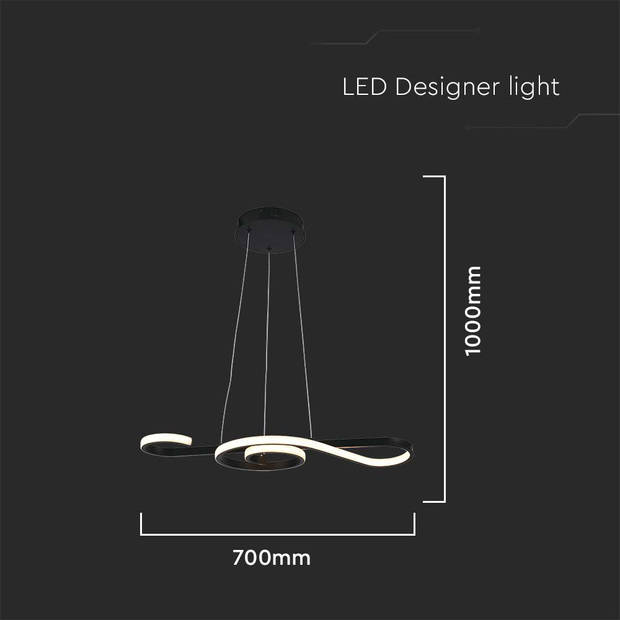 V-TAC VT-7817-B Zwarte design hanglampen - IP20 - 18W - 2260 Lumen - 3000K