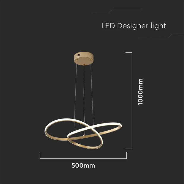 V-TAC VT-7799-PG Design hanglampen - Paint Gold - IP20 - 20W - 2540 Lumen - 3000K