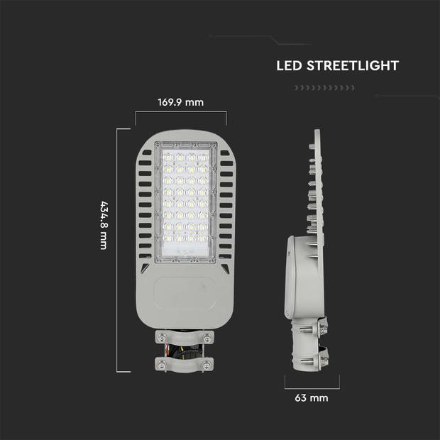 V-TAC VT-54ST-N LED Slim Straatverlichting - Grijs - Samsung - IP65 - 50W - 6850 Lumen - 4000K - 5 Jaar