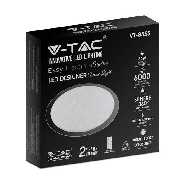 V-TAC VT-8555-N Designer plafondlampen - Kleurwisselende afstandsbediening - IP20 - Wit - 60W - 6000 Lumen - 3IN1