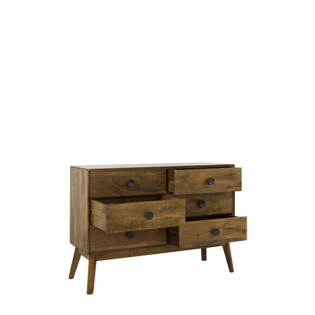 Light&living Kast met 6 laden 114x40x80 cm ESPITA hout olie bruin