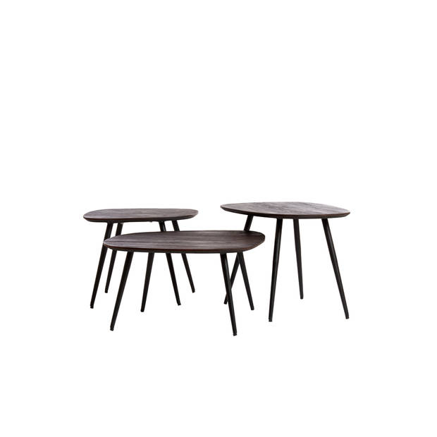 Light & Living - Salontafel VIEJO - 62x42x38cm - Bruin - Set van 3