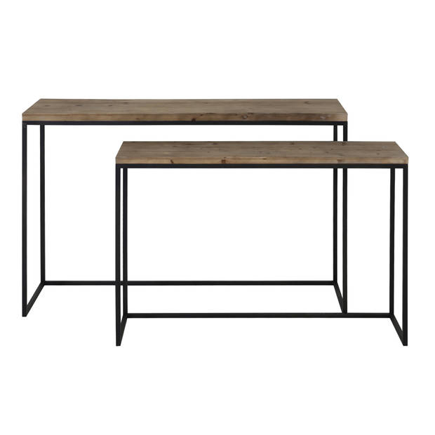 Light&living Side table S/2 max 120x39,5x80 cm CAMASCA zwart+hout