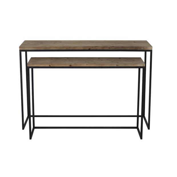 Light&living Side table S/2 max 120x39,5x80 cm CAMASCA zwart+hout