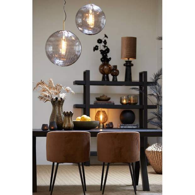 Light&living Eetkamerstoel 56x55x79 cm ELYNA velvet bruin-mat zwart