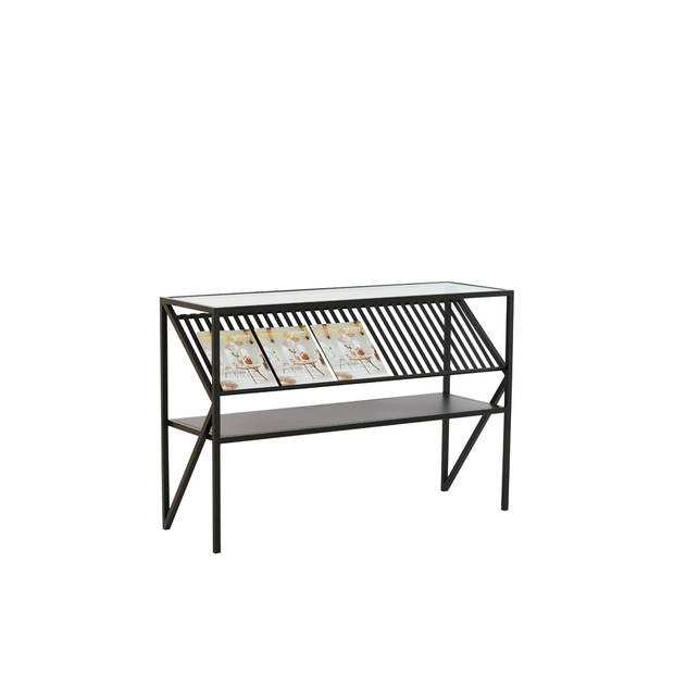 Light&living Side table 120x40x80 cm EZRA glas helder+mat zwart