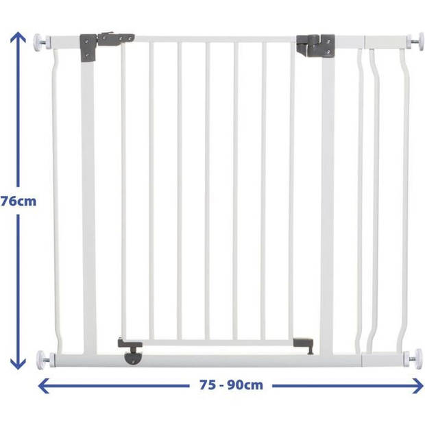 DreamBaby Safety Barriere en ExtensionLiberty past zich aan openingen tussen 84 en 90 cm in witte breedte
