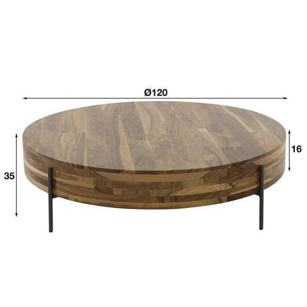 Giga Meubel - Salontafel Rond - Massief Notenhout - 120x120x35cm