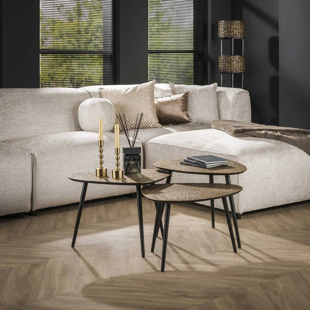 Giga Meubel - Salontafel Metallic Brons - Driehoekig - Set van 3