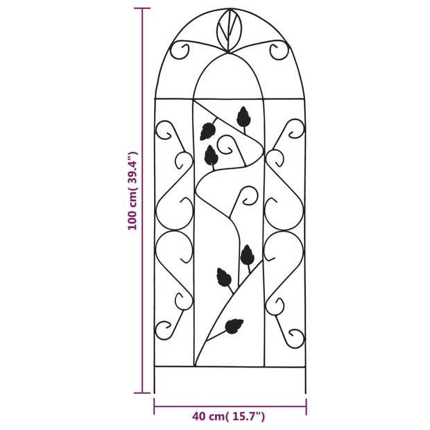 vidaXL Plantenklimrekken 3 st 40x100 cm ijzer zwart