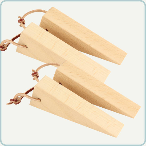 Nordix Deurstopper - Hout - Set van 4 - Deurvastzetter - Deurwig - Beige