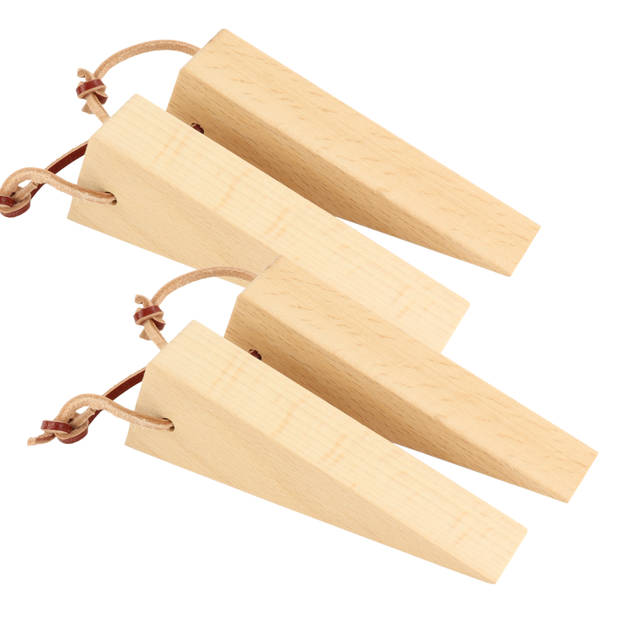 Nordix Deurstopper - Hout - Set van 4 - Deurvastzetter - Deurwig - Beige