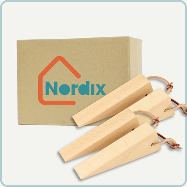 Nordix Deurstopper - Hout - Set van 4 - Deurvastzetter - Deurwig - Beige