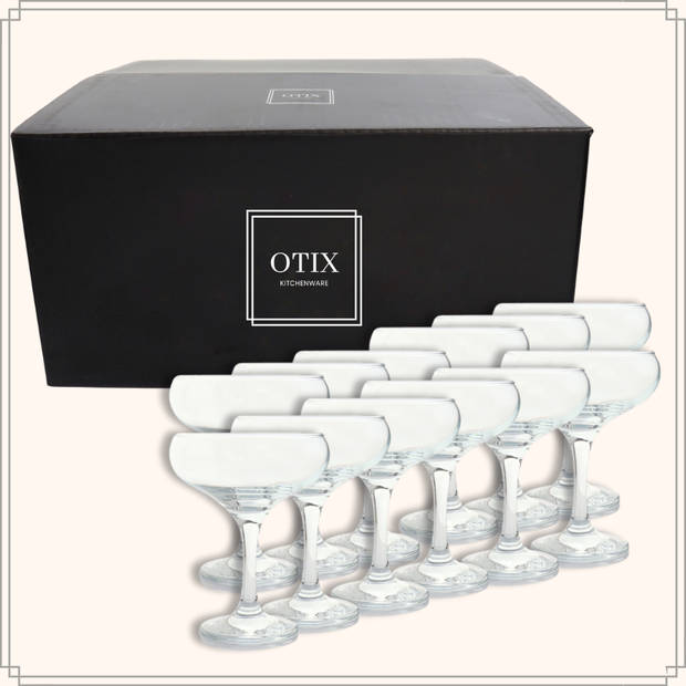 OTIX Champagnecoupe Glazen - 12 Stuks - Glas - Champagneglazen - Pornstar Martini Glazen - Cocktailglazen