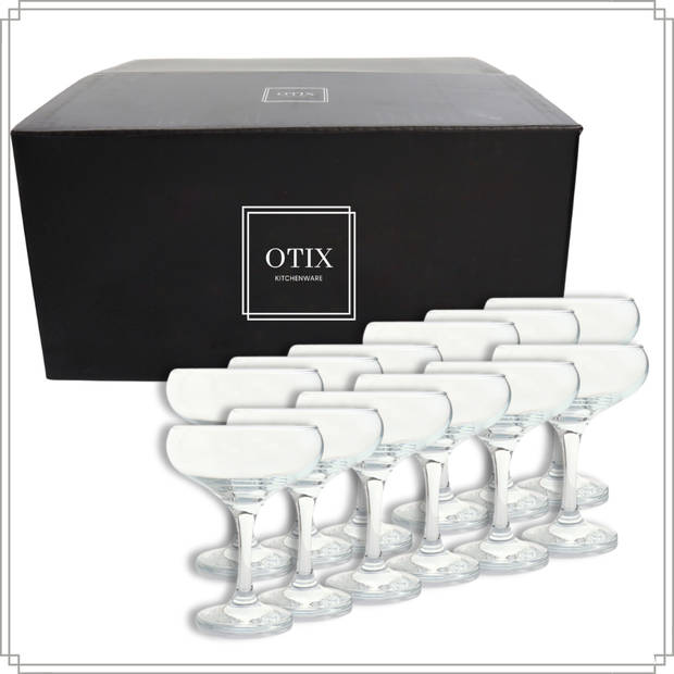 OTIX Champagnecoupe Glazen - 12 Stuks - Glas - Champagneglazen - Pornstar Martini Glazen - Cocktailglazen