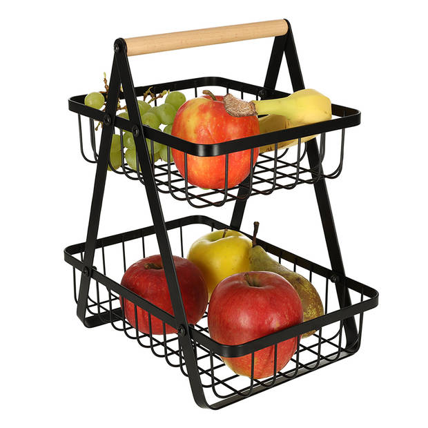 Trendmix Fruitschaal Etagère met 2 lagen voor in de Keuken - 27 x 17 x 30cm - Keuken Organizers - Groente en Fruit Mand