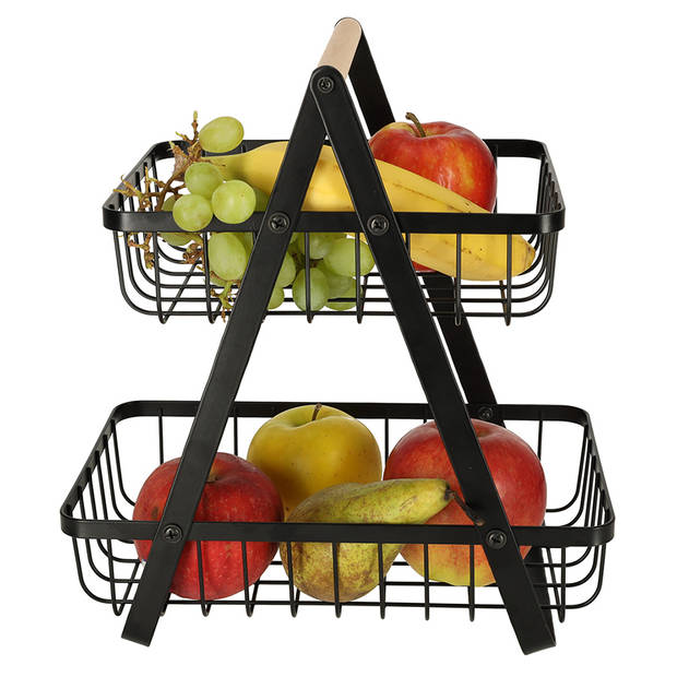 Trendmix Fruitschaal Etagère met 2 lagen voor in de Keuken - 27 x 17 x 30cm - Keuken Organizers - Groente en Fruit Mand