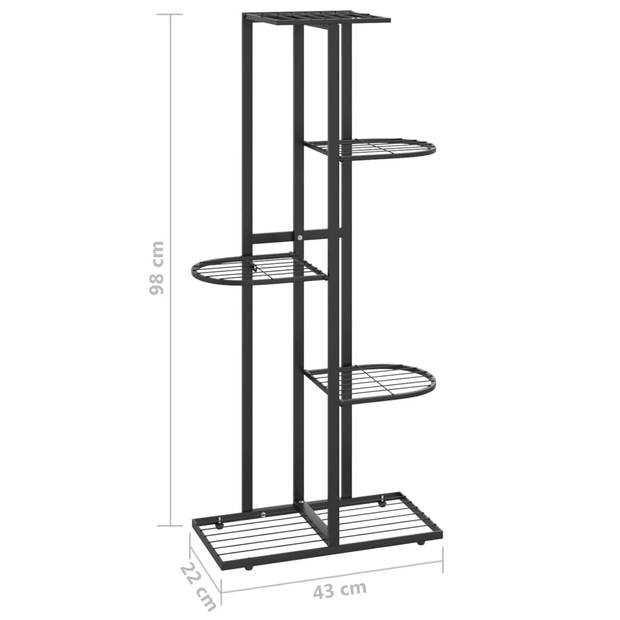 vidaXL Bloemenstandaard met 5 lagen 43x22x98 cm metaal zwart