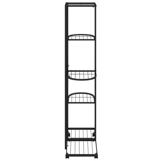 vidaXL Bloemenstandaard met wielen 5-laags 44x23x100 cm ijzer zwart