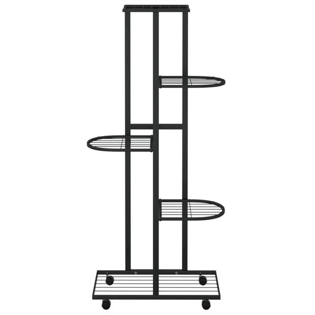 vidaXL Bloemenstandaard met wielen 5-laags 44x23x100 cm ijzer zwart