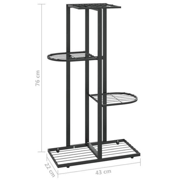 vidaXL Bloemenstandaard met 4 lagen 43x22x76 cm metaal zwart