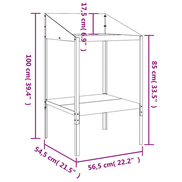 vidaXL Plantenstandaard 56,5x54,5x100 cm verzinkt staal antracietkleur