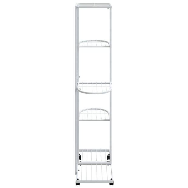 vidaXL Bloemenstandaard met wielen 5-laags 44x23x100 cm ijzer wit