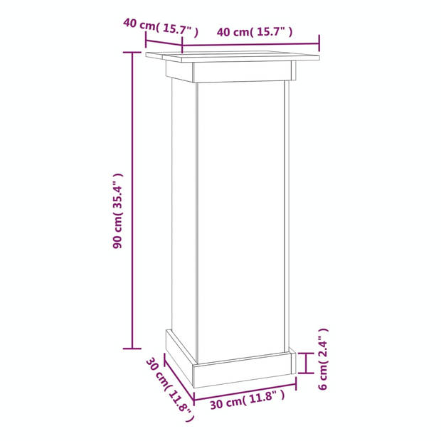 vidaXL Bloemenstandaard 40x40x90 cm massief grenenhout wit