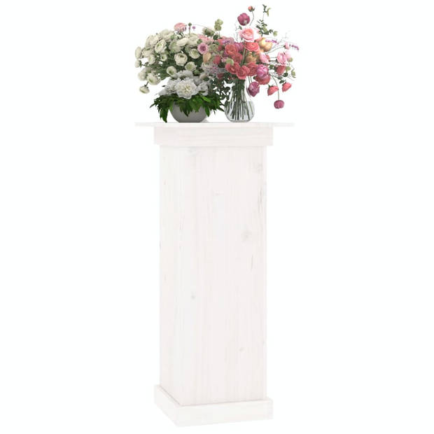 vidaXL Bloemenstandaard 40x40x90 cm massief grenenhout wit